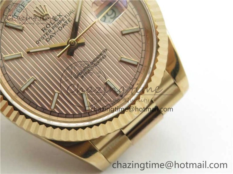 Day-Date 40mm 228239 BP New Dial Version 904 RG Textured Stick Markers Dial on RG President Bracelet A2836