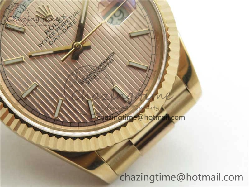 Day-Date 40mm 228239 BP New Dial Version 904 RG Textured Stick Markers Dial on RG President Bracelet A2836