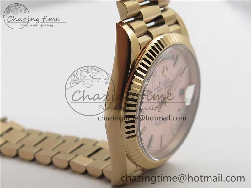 Day-Date 40mm 228239 BP New Dial Version 904 RG Textured Stick Markers Dial on RG President Bracelet A2836