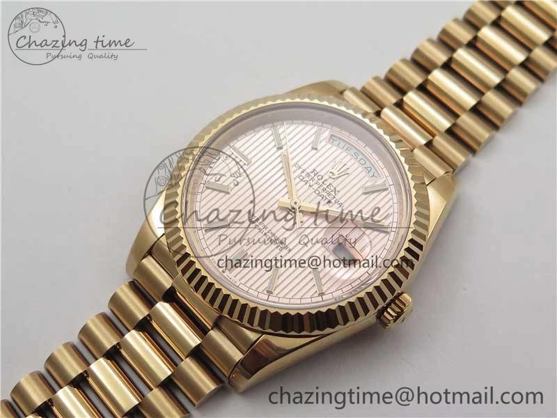 Day-Date 40mm 228239 BP New Dial Version 904 RG Textured Stick Markers Dial on RG President Bracelet A2836
