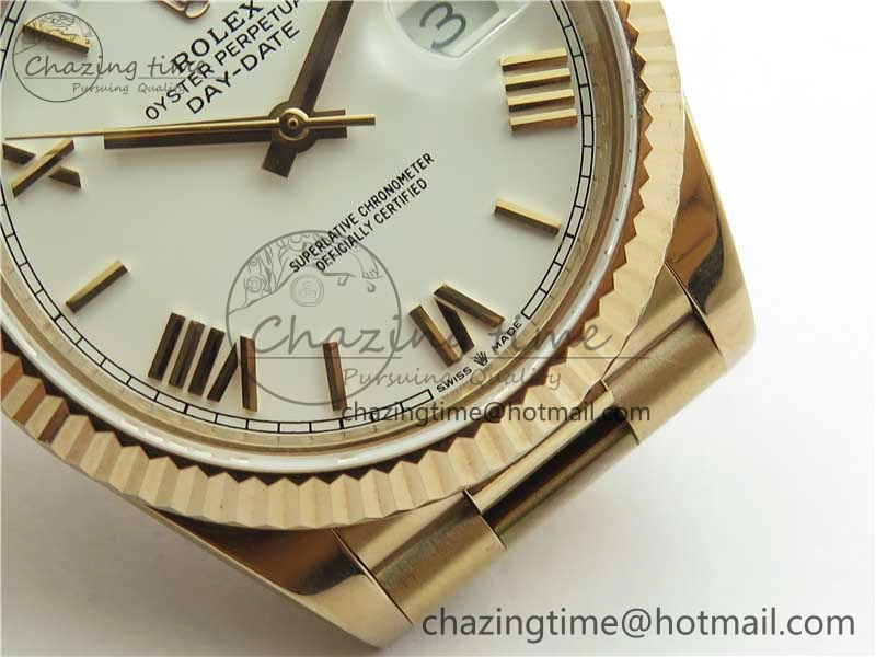 Day-Date 40mm 228239 BP New Dial Version 904 RG White Roman Dial on RG President Bracelet A2836