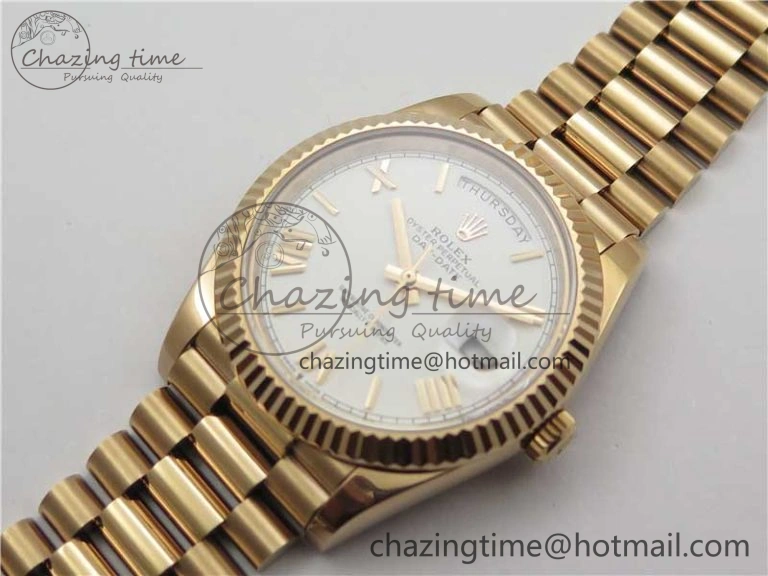 Day-Date 40mm 228239 BP New Dial Version 904 RG White Roman Dial on RG President Bracelet A2836