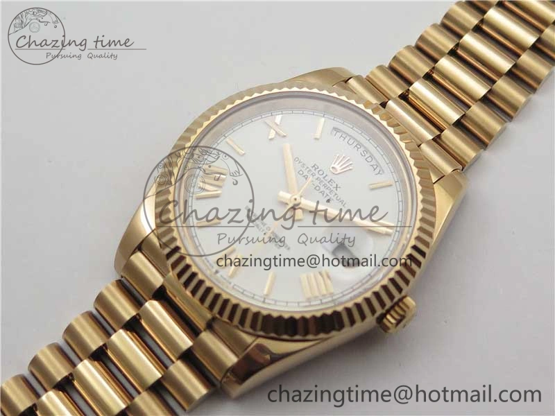 Day-Date 40mm 228239 BP New Dial Version 904 RG White Roman Dial on RG President Bracelet A2836