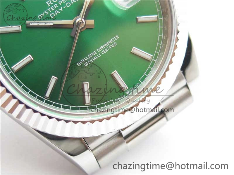 Day-Date 40mm 228239 BP New Dial Version 904 SS Green Stick Markers Dial on SS President Bracelet A2836