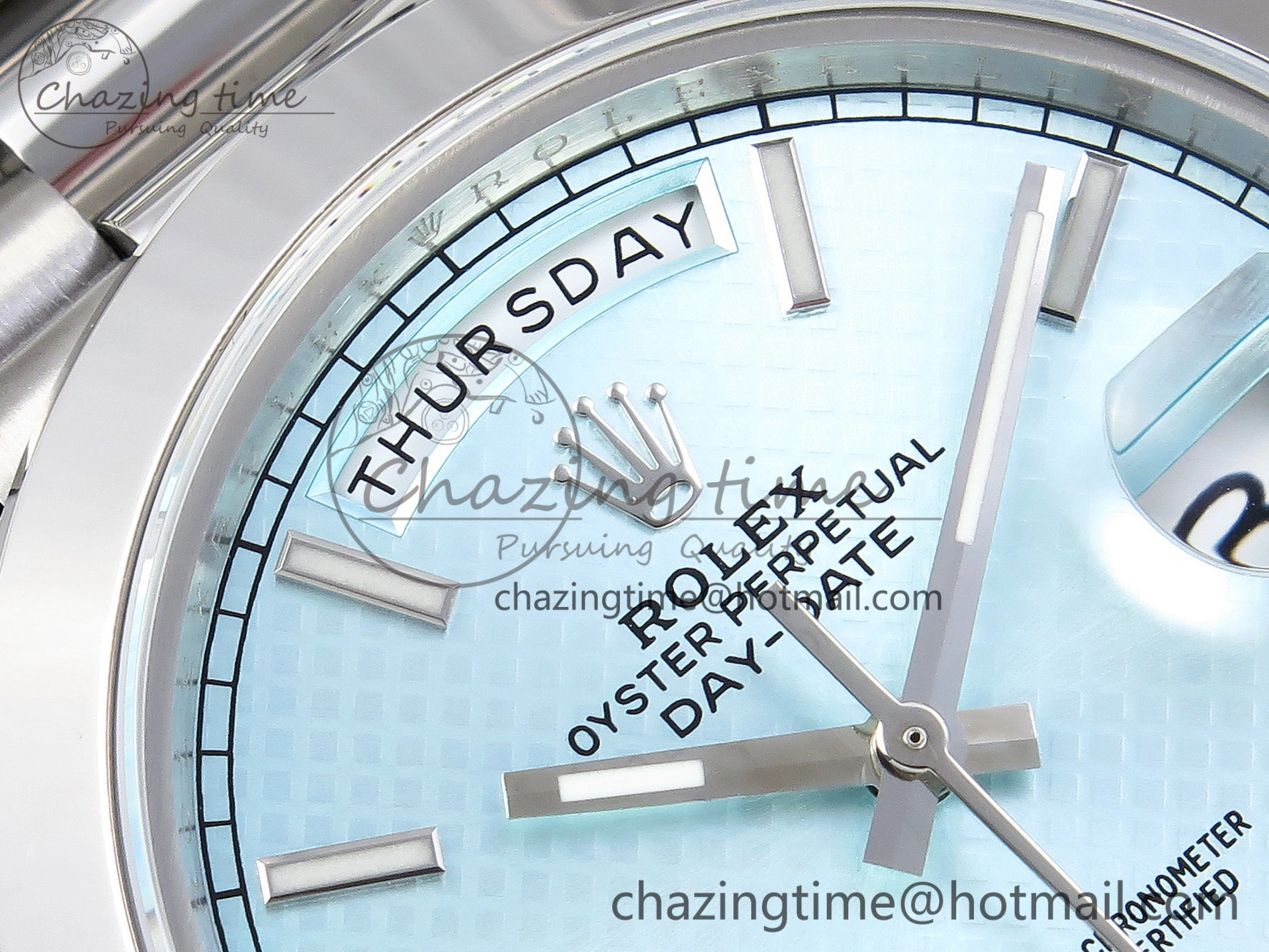 Day-Date 40mm 228239 BP New Dial Version 904 SS Ice Blue Stick Markers Dial On SS President Bracelet A2836