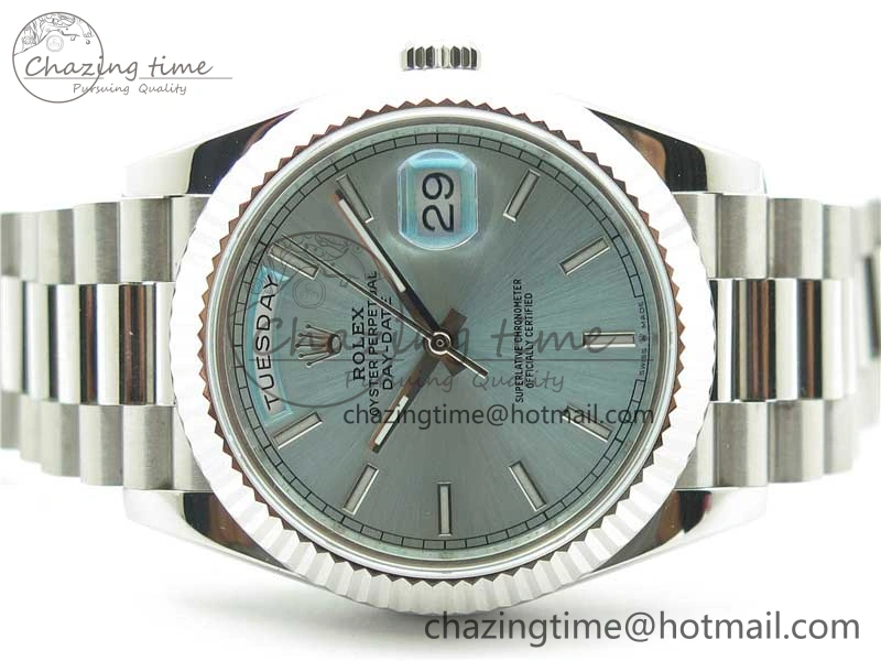 Day-Date 40mm 228239 BP New Dial Version 904 SS Ice Blue Stick Markers Dial on SS President Bracelet A2836