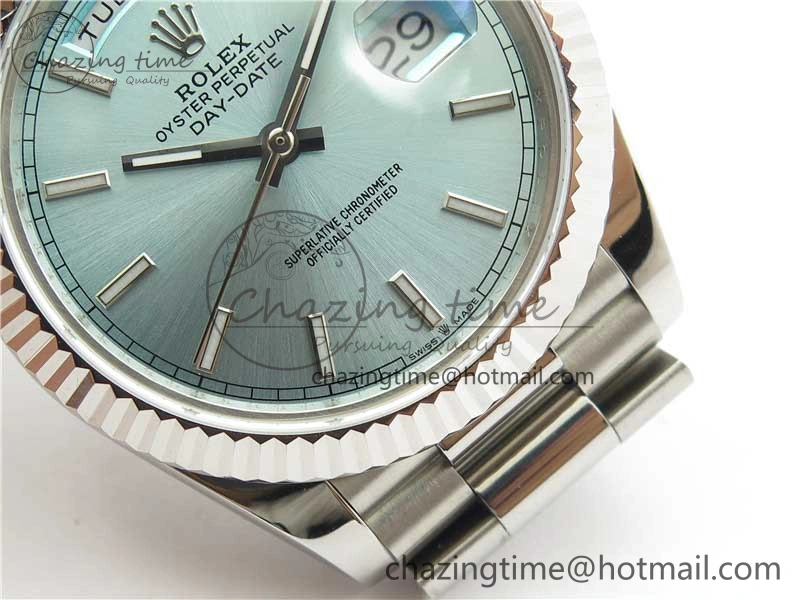 Day-Date 40mm 228239 BP New Dial Version 904 SS Ice Blue Stick Markers Dial on SS President Bracelet A2836