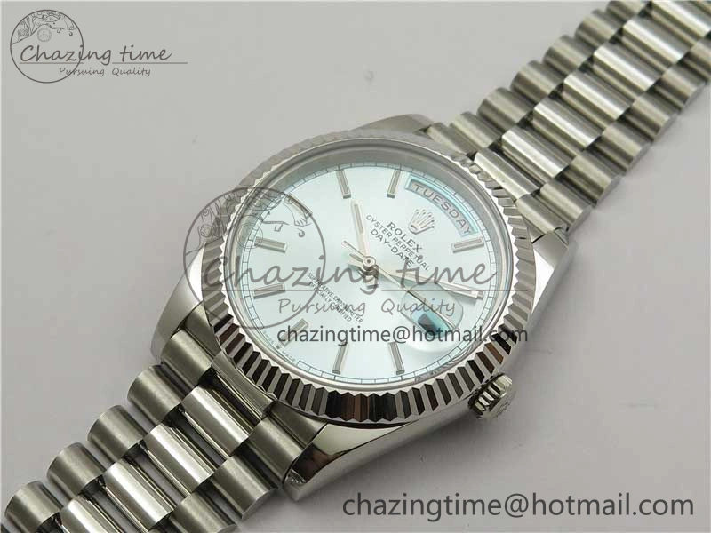 Day-Date 40mm 228239 BP New Dial Version 904 SS Ice Blue Stick Markers Dial on SS President Bracelet A2836