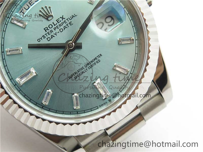 Day-Date 40mm 228239 BP New Dial Version 904 SS Ice Blue T Crystal Markers Dial on SS President Bracelet A2836