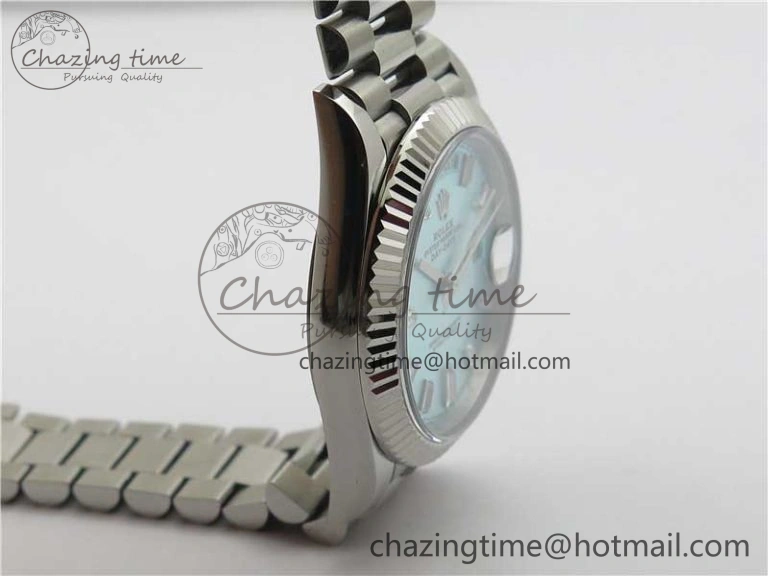 Day-Date 40mm 228239 BP New Dial Version 904 SS Ice Blue T Crystal Markers Dial on SS President Bracelet A2836
