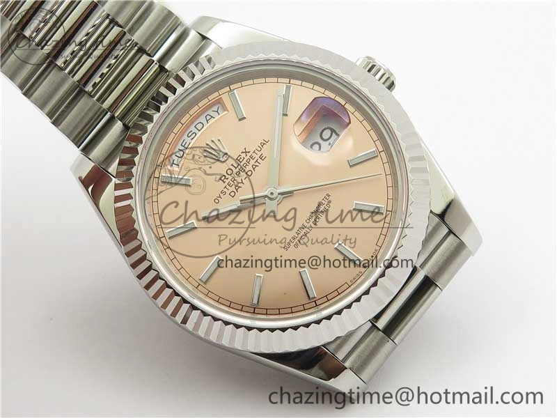 Day-Date 40mm 228239 BP New Dial Version 904 SS RG Stick Markers Dial on SS President Bracelet A2836