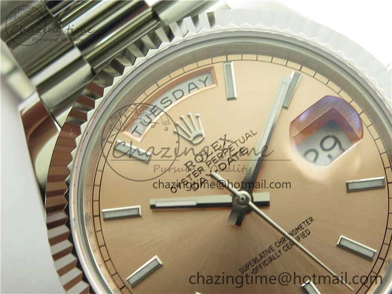 Day-Date 40mm 228239 BP New Dial Version 904 SS RG Stick Markers Dial on SS President Bracelet A2836
