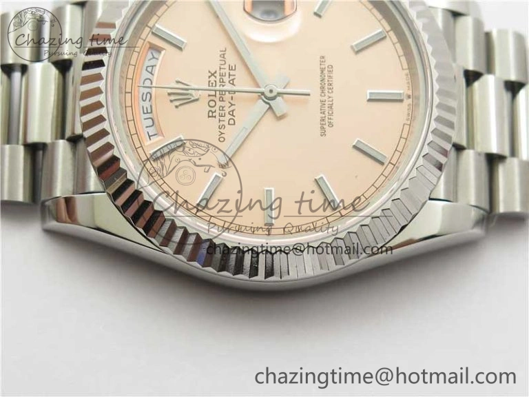 Day-Date 40mm 228239 BP New Dial Version 904 SS RG Stick Markers Dial on SS President Bracelet A2836
