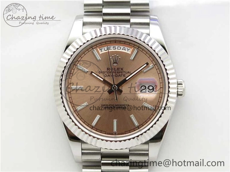 Day-Date 40mm 228239 BP New Dial Version 904 SS RG Stick Markers Dial on SS President Bracelet A2836