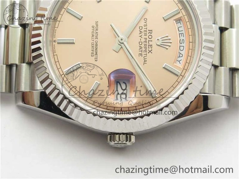 Day-Date 40mm 228239 BP New Dial Version 904 SS RG Stick Markers Dial on SS President Bracelet A2836
