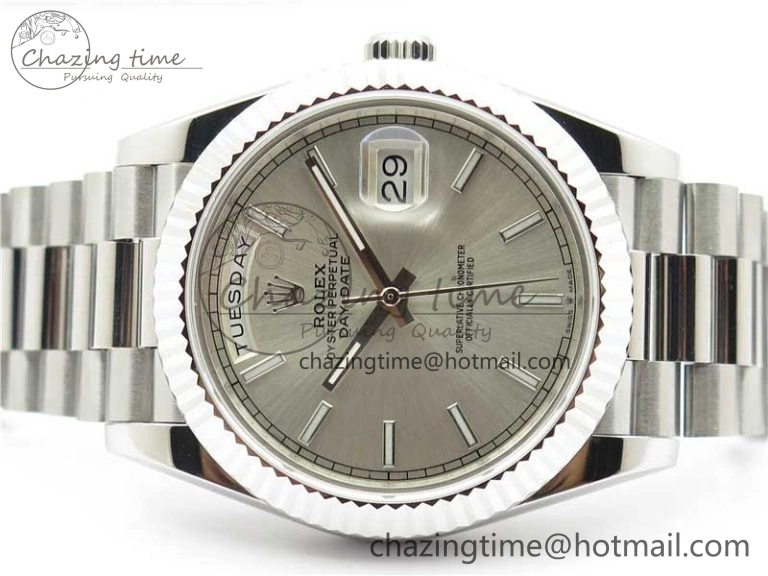 Day-Date 40mm 228239 BP New Dial Version 904 SS Silver Stick Markers Dial on SS President Bracelet A2836