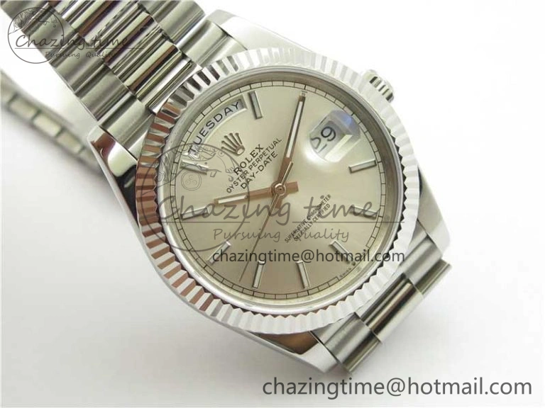 Day-Date 40mm 228239 BP New Dial Version 904 SS Silver Stick Markers Dial on SS President Bracelet A2836