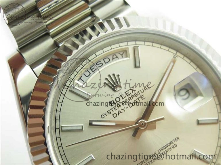 Day-Date 40mm 228239 BP New Dial Version 904 SS Silver Stick Markers Dial on SS President Bracelet A2836