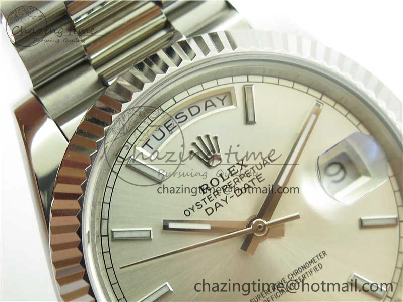 Day-Date 40mm 228239 BP New Dial Version 904 SS Silver Stick Markers Dial on SS President Bracelet A2836