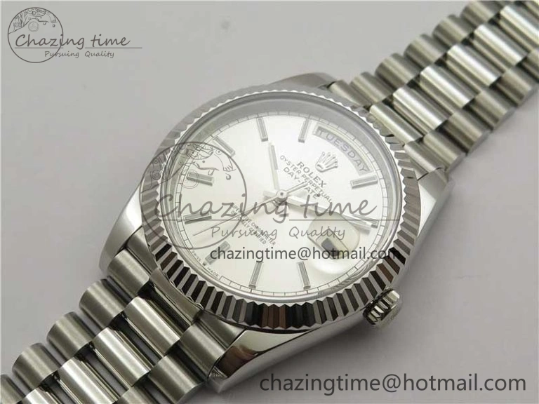 Day-Date 40mm 228239 BP New Dial Version 904 SS Silver Stick Markers Dial on SS President Bracelet A2836