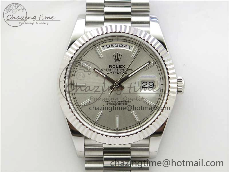 Day-Date 40mm 228239 BP New Dial Version 904 SS Silver Stick Markers Dial on SS President Bracelet A2836