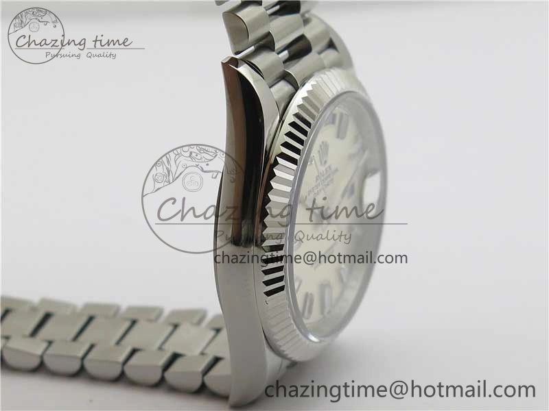 Day-Date 40mm 228239 BP New Dial Version 904 SS Silver T Crystal Markers Dial on SS President Bracelet A2836