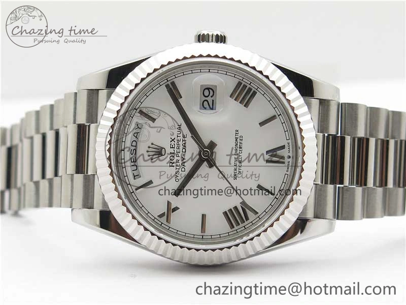 Day-Date 40mm 228239 BP New Dial Version 904 SS White Roman Dial on SS President Bracelet A2836