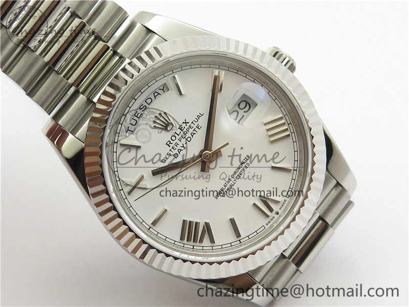 Day-Date 40mm 228239 BP New Dial Version 904 SS White Roman Dial on SS President Bracelet A2836