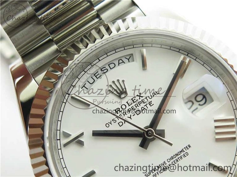 Day-Date 40mm 228239 BP New Dial Version 904 SS White Roman Dial on SS President Bracelet A2836