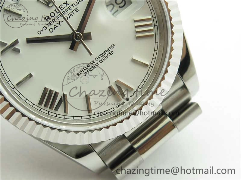 Day-Date 40mm 228239 BP New Dial Version 904 SS White Roman Dial on SS President Bracelet A2836