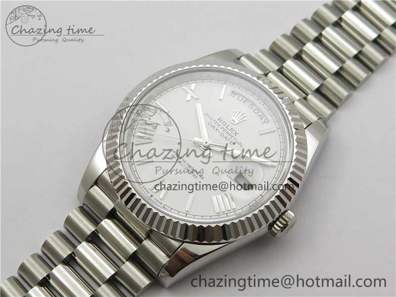 Day-Date 40mm 228239 BP New Dial Version 904 SS White Roman Dial on SS President Bracelet A2836