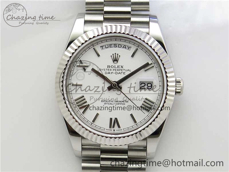 Day-Date 40mm 228239 BP New Dial Version 904 SS White Roman Dial on SS President Bracelet A2836