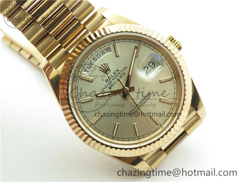 Day-Date 40mm 228239 BP New Dial Version 904 Silver Stick Markers Dial on RG President Bracelet A2836