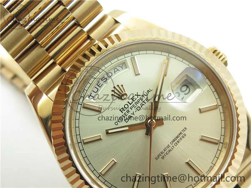 Day-Date 40mm 228239 BP New Dial Version 904 Silver Stick Markers Dial on RG President Bracelet A2836