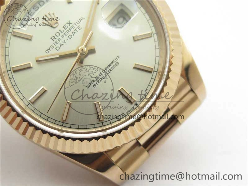 Day-Date 40mm 228239 BP New Dial Version 904 Silver Stick Markers Dial on RG President Bracelet A2836