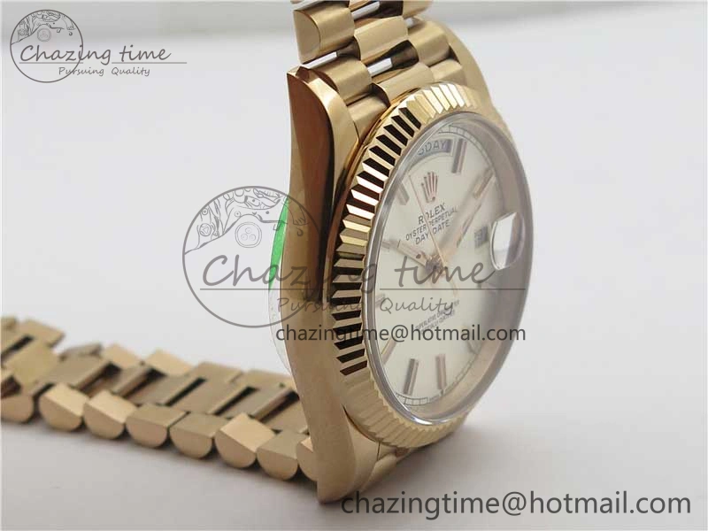 Day-Date 40mm 228239 BP New Dial Version 904 Silver Stick Markers Dial on RG President Bracelet A2836