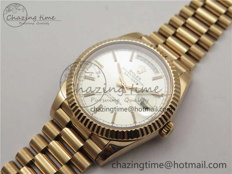 Day-Date 40mm 228239 BP New Dial Version 904 Silver Stick Markers Dial on RG President Bracelet A2836