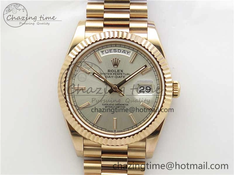 Day-Date 40mm 228239 BP New Dial Version 904 Silver Stick Markers Dial on RG President Bracelet A2836