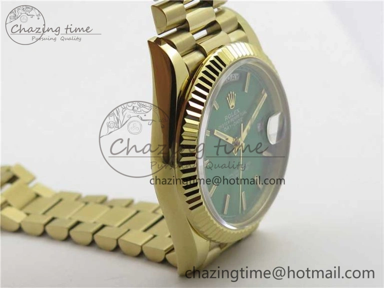 Day-Date 40mm 228239 BP New Dial Version 904 YG  Green Stick Markers Dial on YG President Bracelet A2836