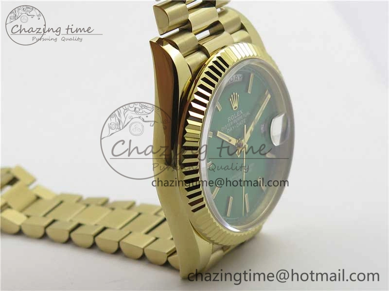 Day-Date 40mm 228239 BP New Dial Version 904 YG  Green Stick Markers Dial on YG President Bracelet A2836