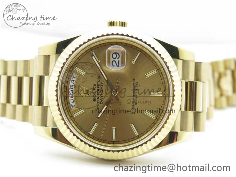Day-Date 40mm 228239 BP New Dial Version 904 YG  Stick Markers YG Dial on YG President Bracelet A2836