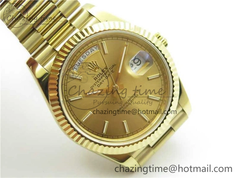 Day-Date 40mm 228239 BP New Dial Version 904 YG  Stick Markers YG Dial on YG President Bracelet A2836