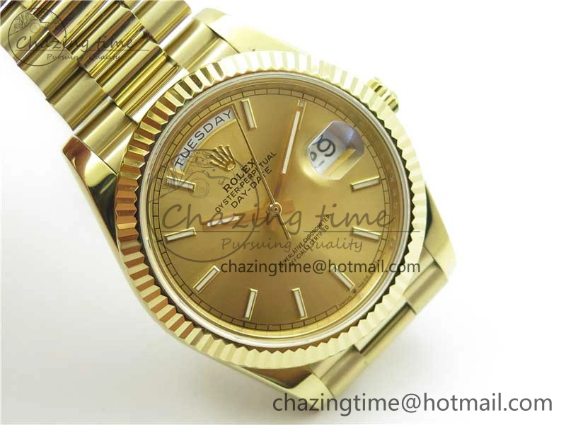 Day-Date 40mm 228239 BP New Dial Version 904 YG  Stick Markers YG Dial on YG President Bracelet A2836