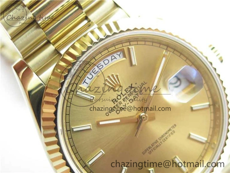 Day-Date 40mm 228239 BP New Dial Version 904 YG  Stick Markers YG Dial on YG President Bracelet A2836