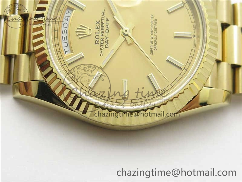 Day-Date 40mm 228239 BP New Dial Version 904 YG  Stick Markers YG Dial on YG President Bracelet A2836