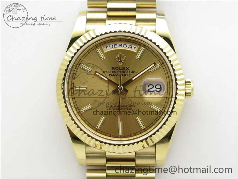 Day-Date 40mm 228239 BP New Dial Version 904 YG  Stick Markers YG Dial on YG President Bracelet A2836