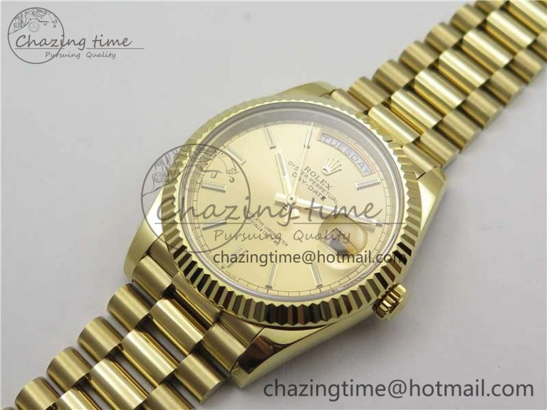 Day-Date 40mm 228239 BP New Dial Version 904 YG  Stick Markers YG Dial on YG President Bracelet A2836