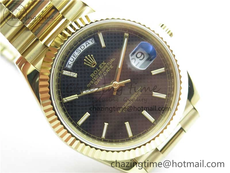 Day-Date 40mm 228239 BP New Dial Version 904 YG Black Stick Markers Dial on YG President Bracelet A2836