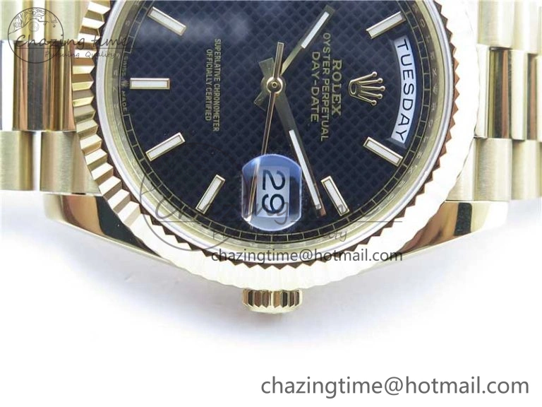 Day-Date 40mm 228239 BP New Dial Version 904 YG Black Stick Markers Dial on YG President Bracelet A2836