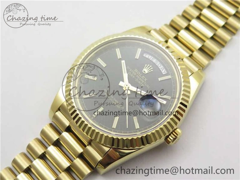 Day-Date 40mm 228239 BP New Dial Version 904 YG Black Stick Markers Dial on YG President Bracelet A2836